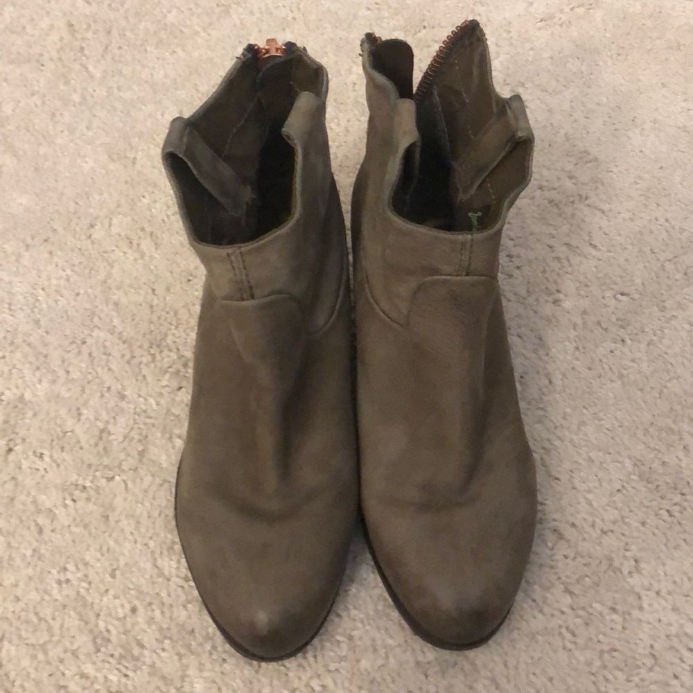 Leather olive booties size 6